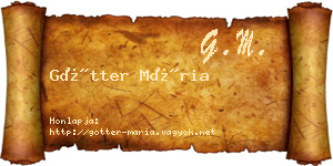 Götter Mária névjegykártya